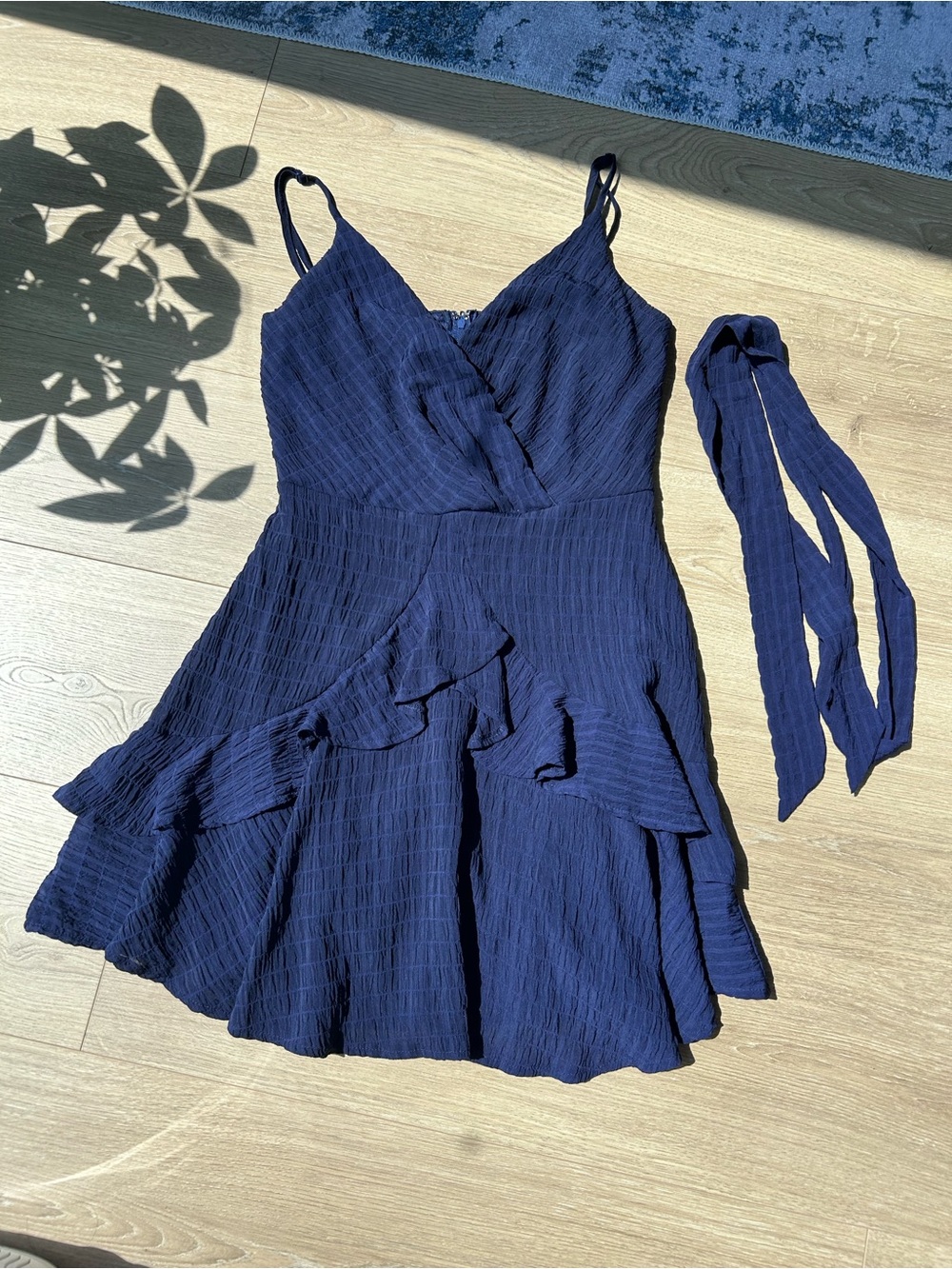 Navy Blue Ruffle Mini Dress
